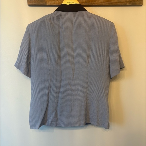 Vintage Women's Blue and Navy Button Down short sleeved Shirt size 8 - Picture 6 of 13